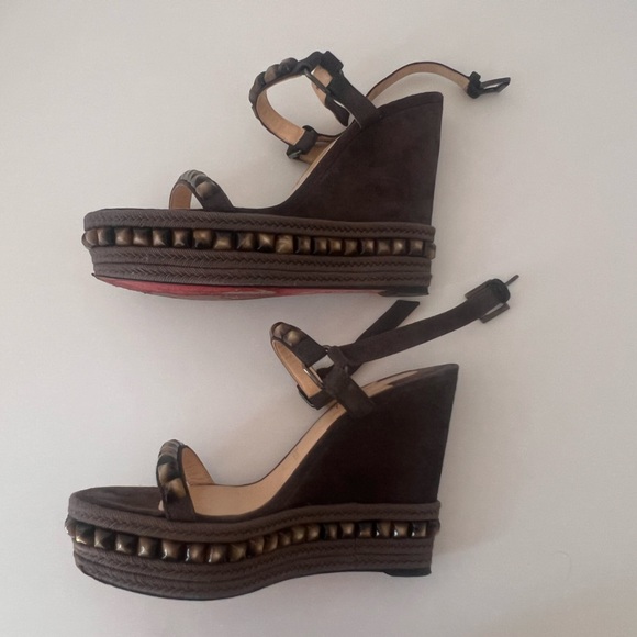Christian louboutin women’s shoes Veau Velours Cataclou 120 Wedge Sandals - Picture 2 of 7